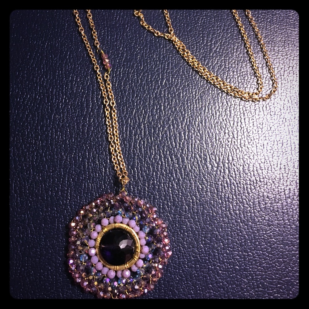 South moon under purple pendant necklace